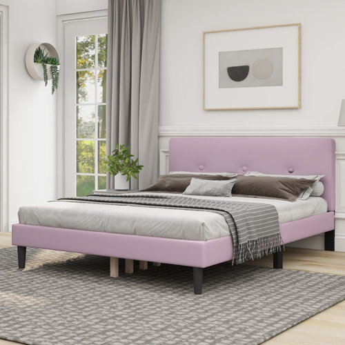 Latitude Run® Solid Wood Tufted Upholstered Low Profile Platform Bed